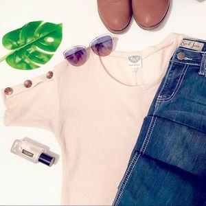 Late August Button Sleeve Knit Top Size Small